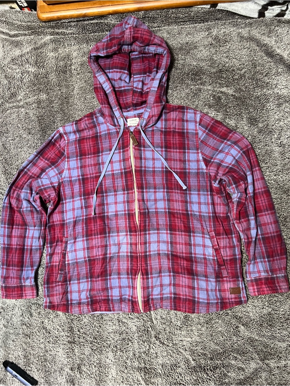 L.L . Bean flannel zip up hoodie